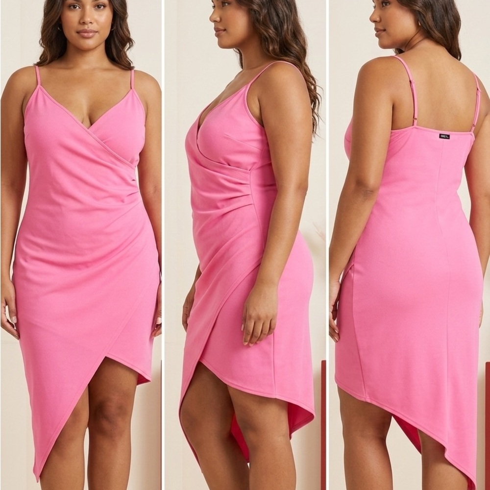 Elegant Pink Wrap Dress